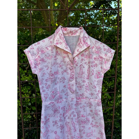 Vintage 70s HOLLY HOBBIE ORIGINAL FABRIC Childs Print Pink Cotton Dress Summer - Picture 7 of 10